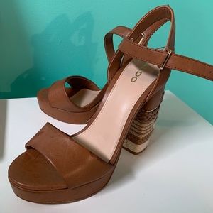 NEW! Brown Aldo Chunky Woven Heels